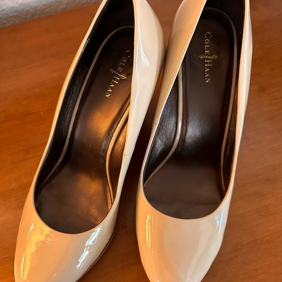 Cole Haan Shoes - Cole Haan 
Beige Patent Leather
Wedge Pumps